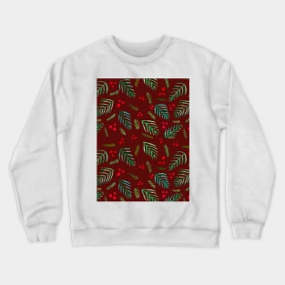 Christmas tree branches and berries - red and green Crewneck Sweatshirt